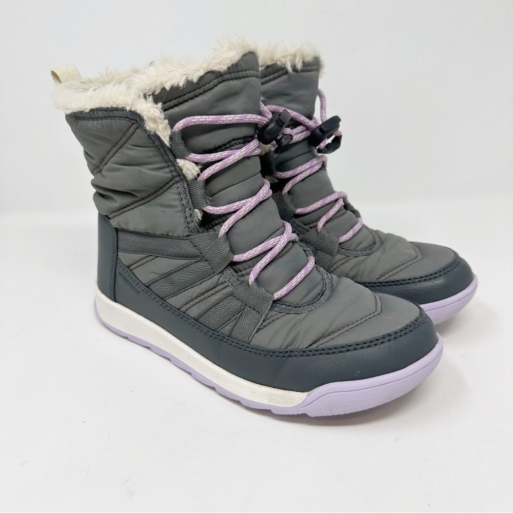 Kids Sorel Winter Snow Boots - Gray with Purple